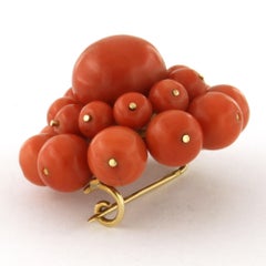 Victorian Brooch with coral 17.2 grams 14k gold