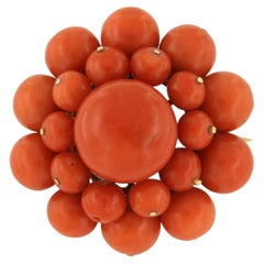 Victorian Brooch with coral 17.2 grams 14k gold