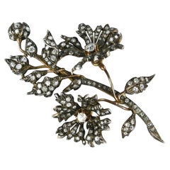 Spilla vittoriana con diamante di vecchia miniera e taglio a rosa fino a 5,70 carati in oro 14k e argento