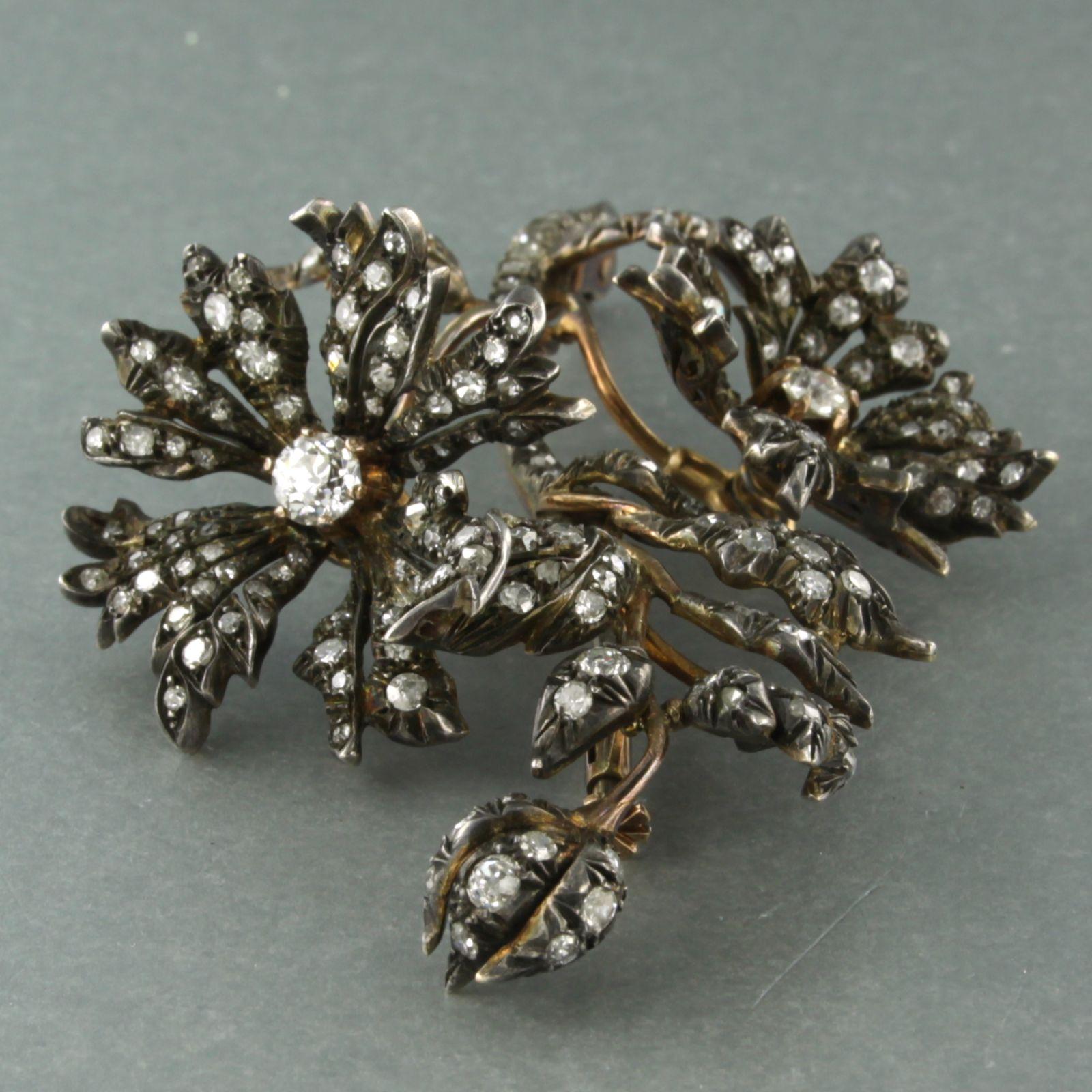 Broche victoriano con mina antigua y diamante talla rosa de hasta 5,70 ct Oro de 14k, plata Victoriano temprano en venta