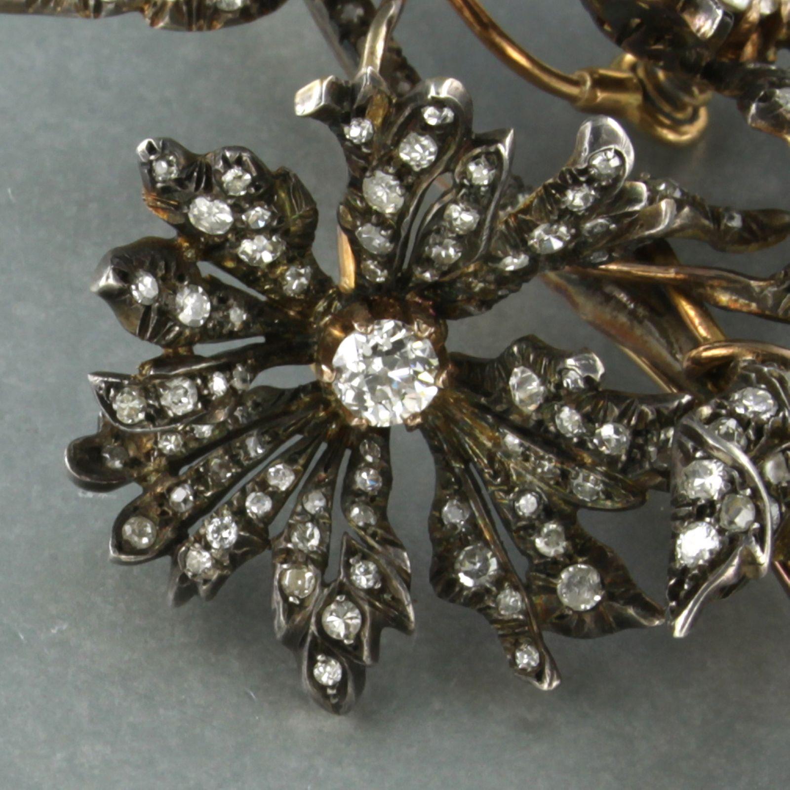Broche victoriano con mina antigua y diamante talla rosa de hasta 5,70 ct Oro de 14k, plata Talla antigua en venta
