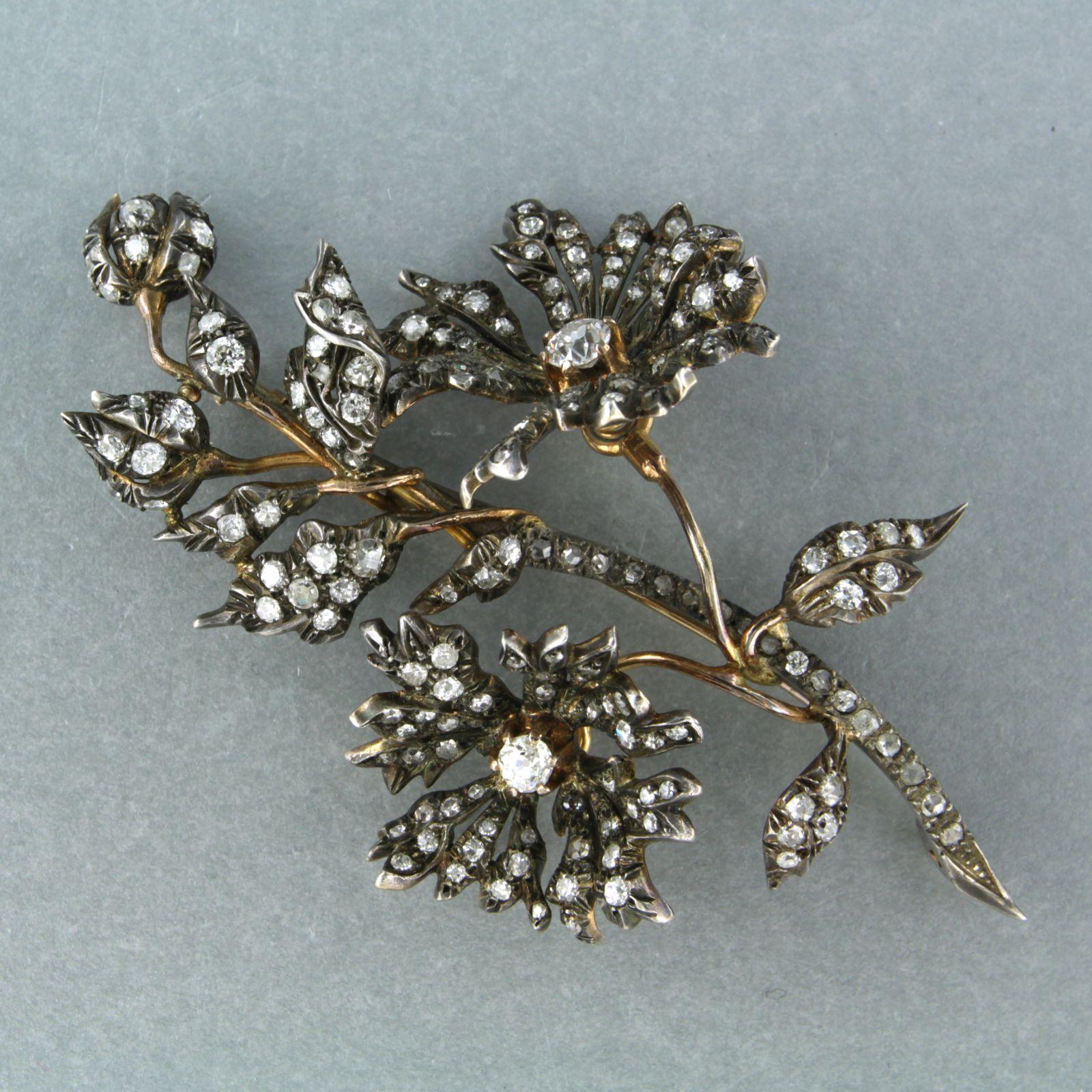 Broche victoriano con mina antigua y diamante talla rosa de hasta 5,70 ct Oro de 14k, plata en venta 1