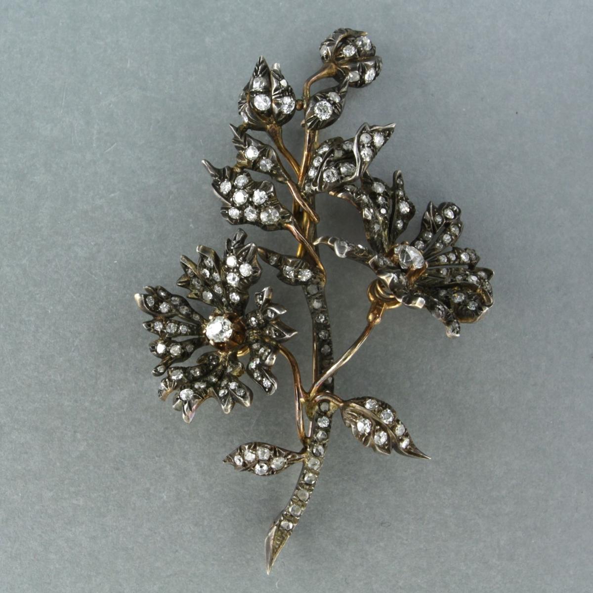 Broche victoriano con mina antigua y diamante talla rosa de hasta 5,70 ct Oro de 14k, plata en venta 2