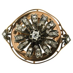 Victorian brooch with old mine and rose cut diamonds 18k gold and silver