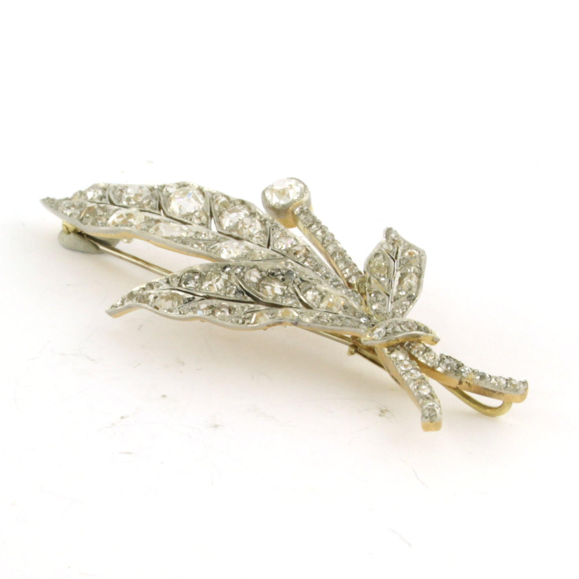 Broche victoriano con diamantes talla mina antigua de hasta 6,00 ct Oro y plata de 14k Talla antigua en venta