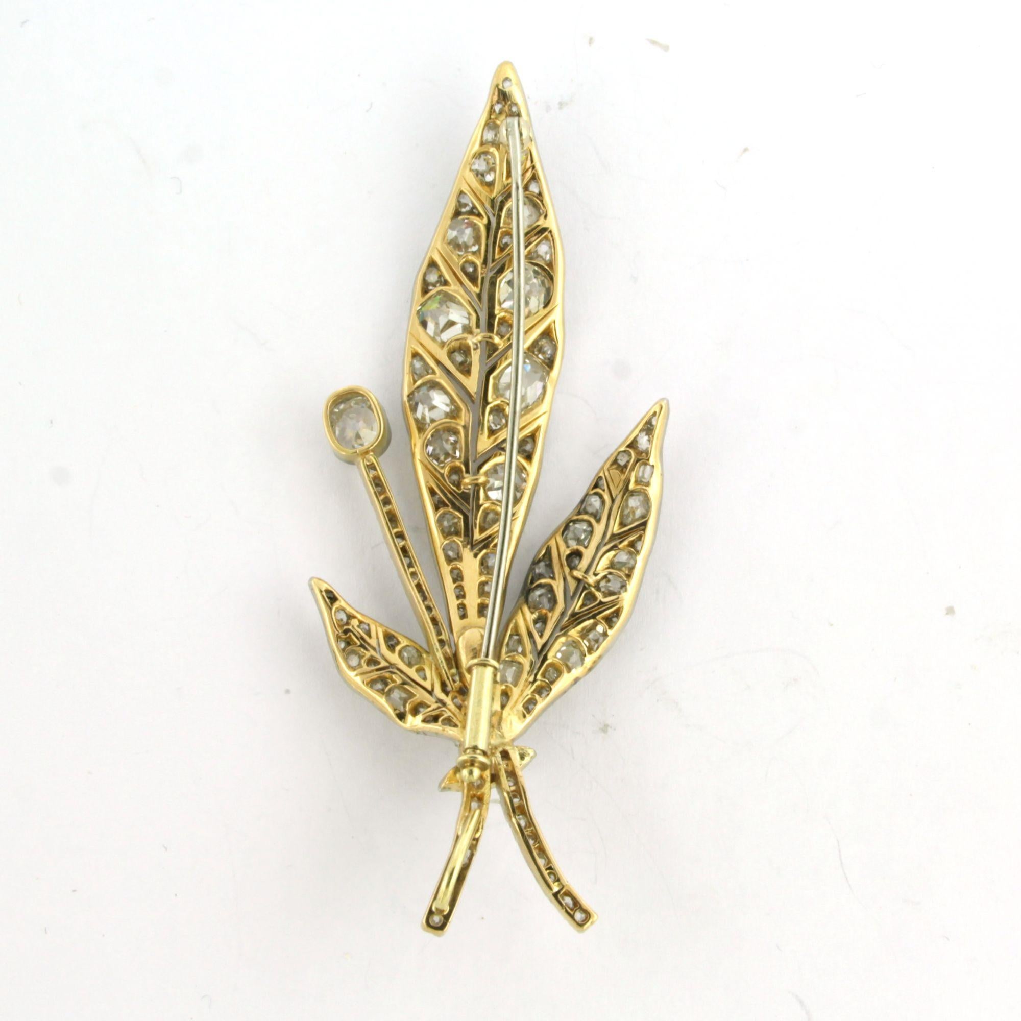 Broche victoriano con diamantes talla mina antigua de hasta 6,00 ct Oro y plata de 14k en Excelente estado para la venta en The Hague, ZH