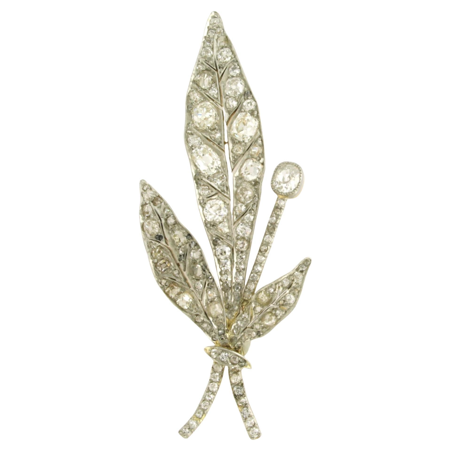 Victorian Brooch with old mine cut diamonds up to 6.00ct 14k gold and silver