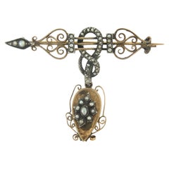 Antique Victorian brooch with pearls 6.3 grams 14k gold and silver