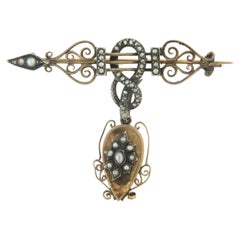 Victorian brooch with pearls 6.3 grams 14k gold and silver