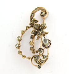 Victorian Brooch with rose cut diamonds up to 0.50ct 14k gold