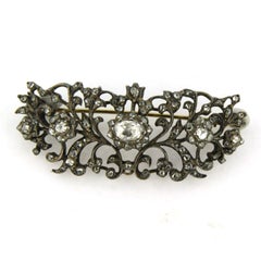 Victorian brooch with rose cut diamonds up to 1.10ct 18k gold and silver