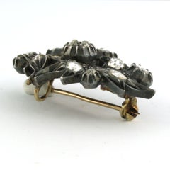 Victorian brooch with rose cut diamonds up to 1.00ct 14k gold and silver