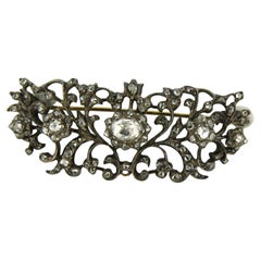Victorian brooch with rose cut diamonds up to 1.10ct 18k gold and silver