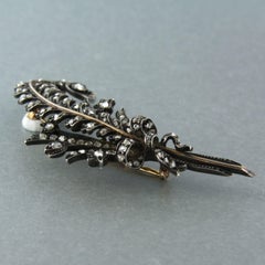 VICTORIAN Brooch with rose cut diamonds up to 1.40ct 18k gold and silver