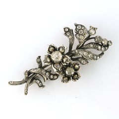 Antique Victorian brooch with rose cut diamonds up to 2.00ct 14k gold and silver