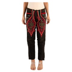 Victorian Brown Antique Wool Folk Pants With Epic Passementrie & Embroidery