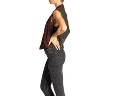 Victorian Brown & Purple Floral Silk Jacquard 1850S Mens Vest