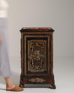 Victorian Brown Wood Cabinet with Metal Detailing, 19th Century, UK
