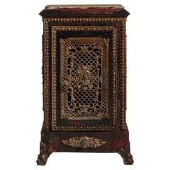 Victorian Brown Wood Cabinet with Metal Detailing, 19th Century, UK