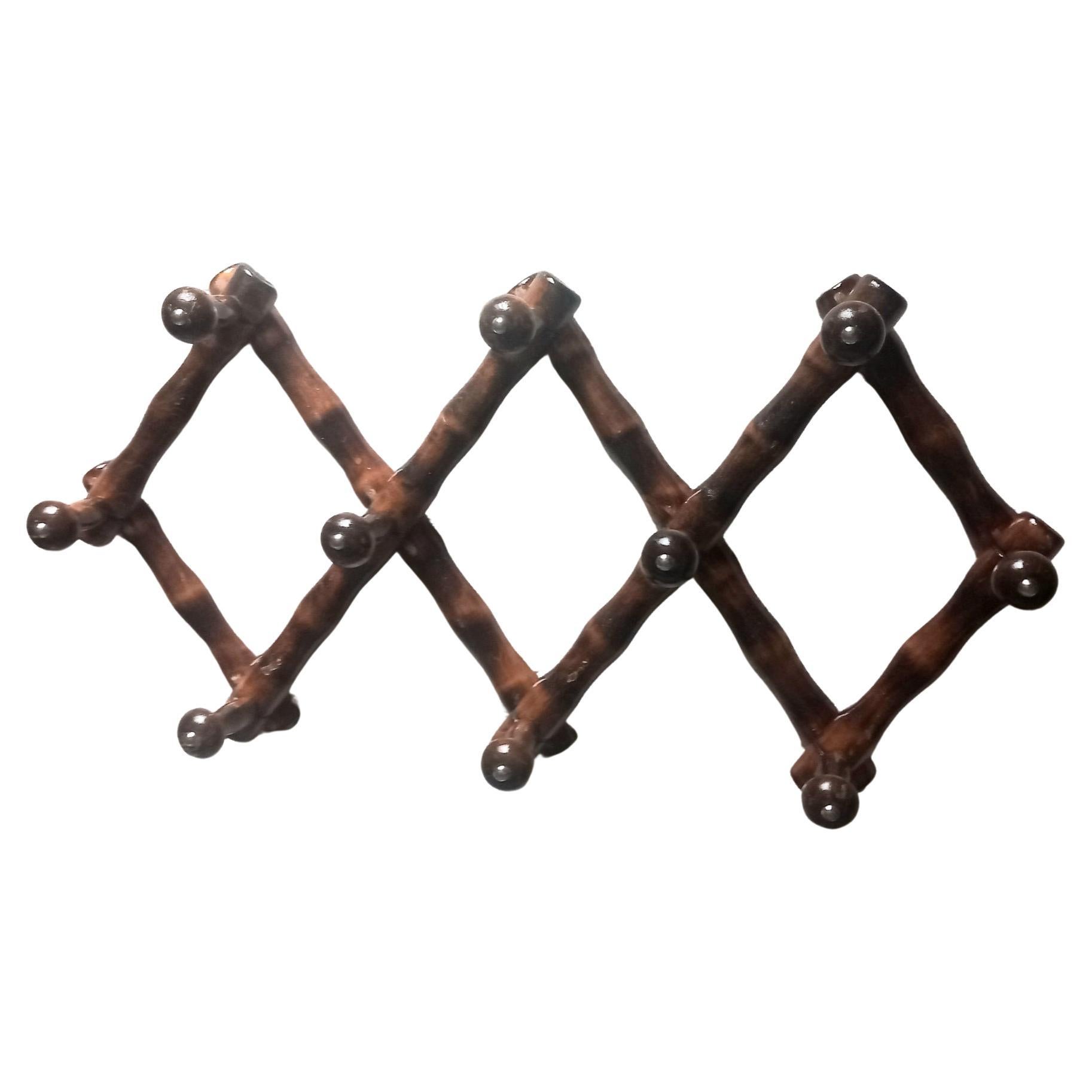 Victorian Brown Wood Extendable Coat Racks Spanich 1900s