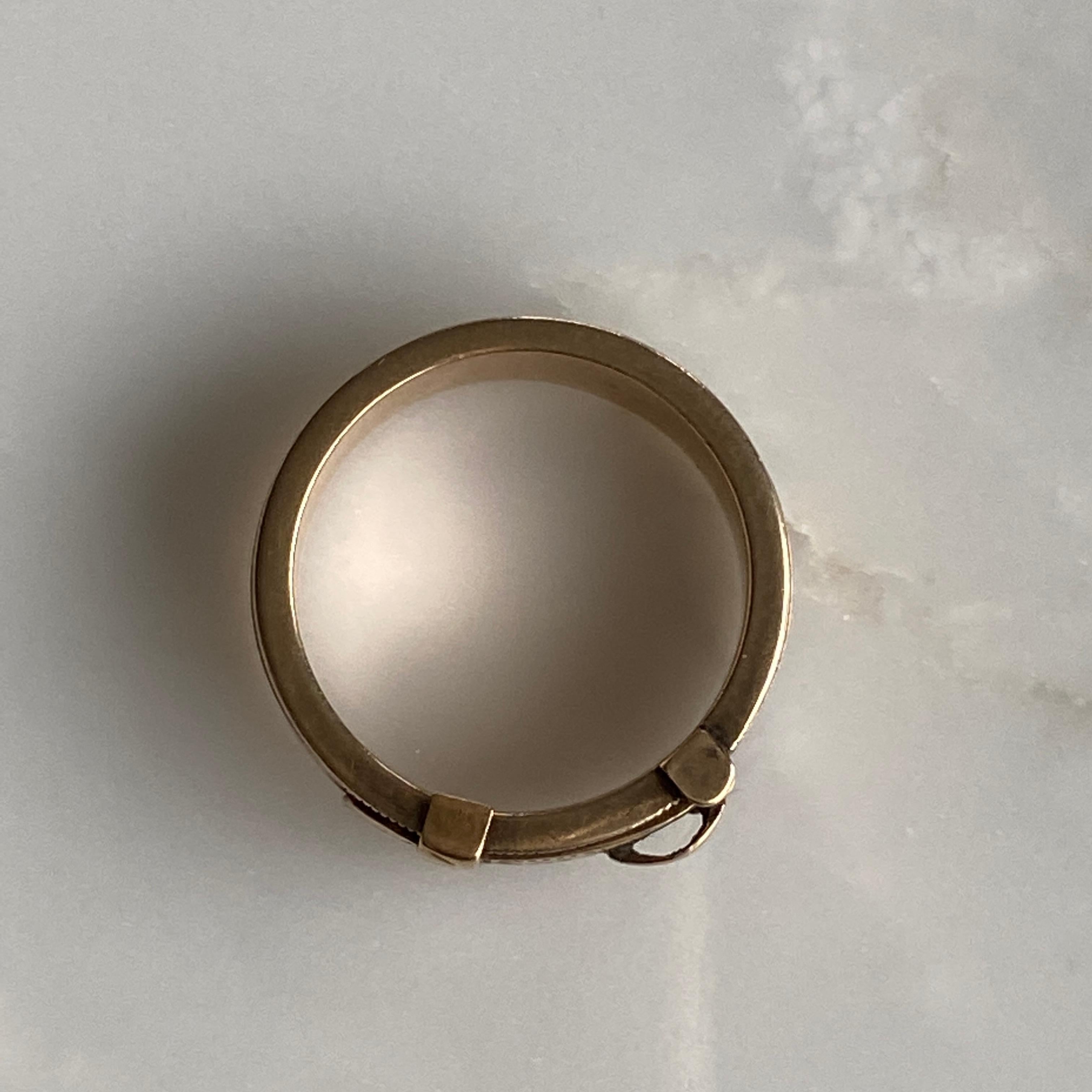 Victorian Buckle 14K Engraved Memorial Ring For Sale 13