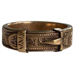 Hebilla Victoriana 14K Anillo Conmemorativo Grabado