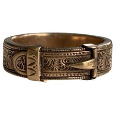 Victorian Buckle 14K Engraved Memorial Ring