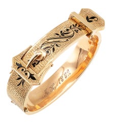 Victorian Buckle Bangle Enamel Gold Bracelet