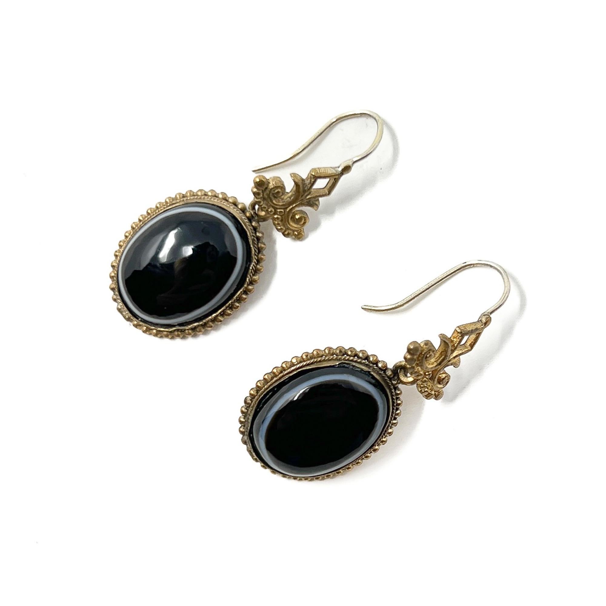 Orecchini antichi vittoriani in agata occhio di bue In condizioni buone in vendita a Skelmersdale, GB