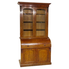 Victorian Bureau Bookcase Cylinder Desk Mahogany 1880