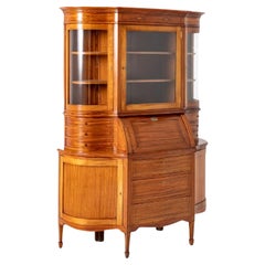 Victorian Bureau Bookcase Desk Satinwood, 1880