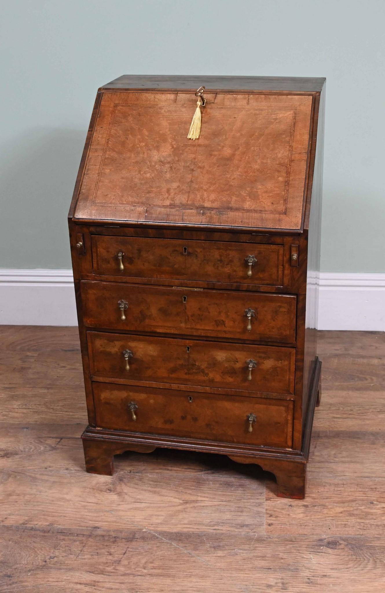 Victorian Bureau Desk Walnut Antique Writing Table 1890 For Sale 8