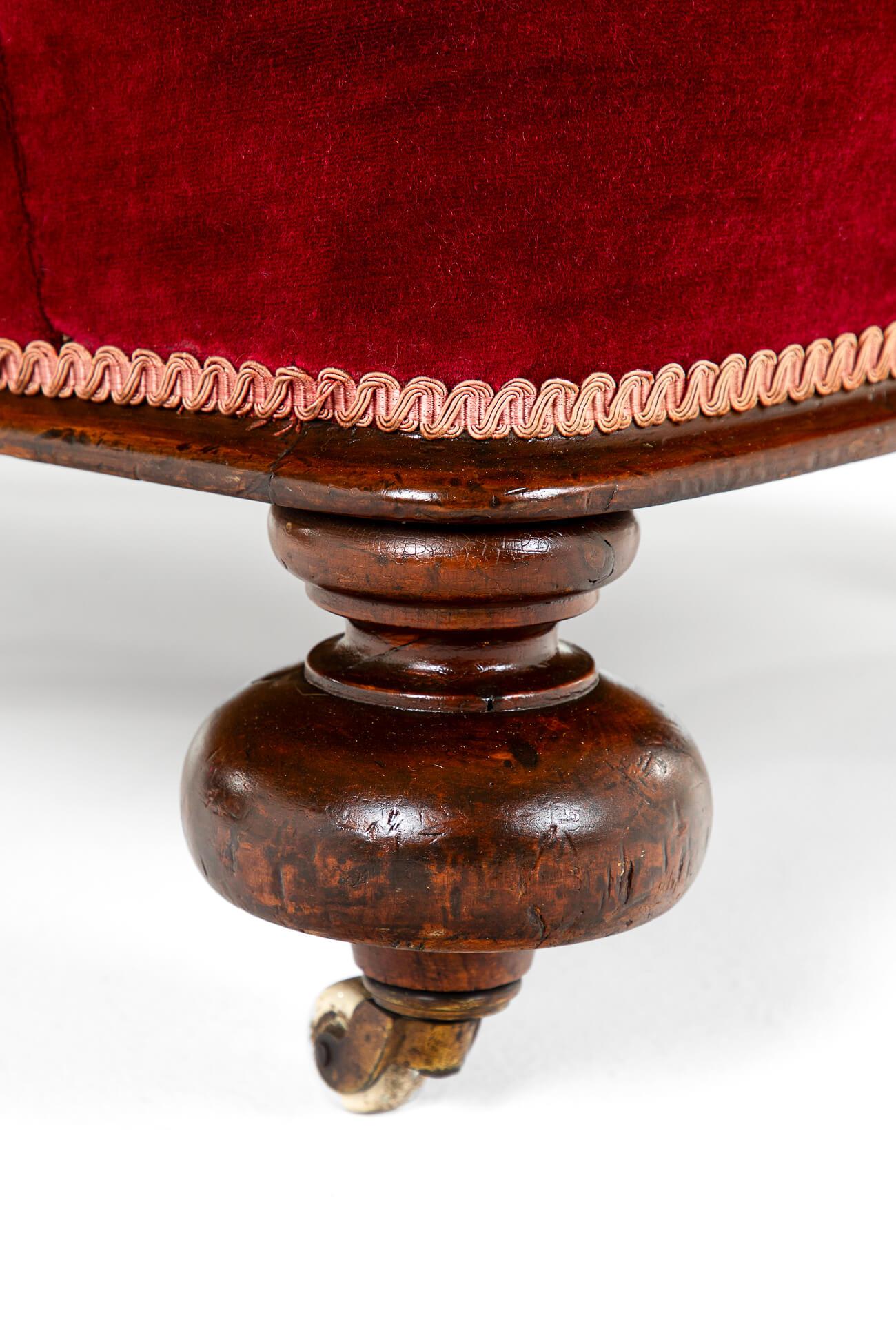 Victorian Burgundy Velvet Armchair For Sale 3