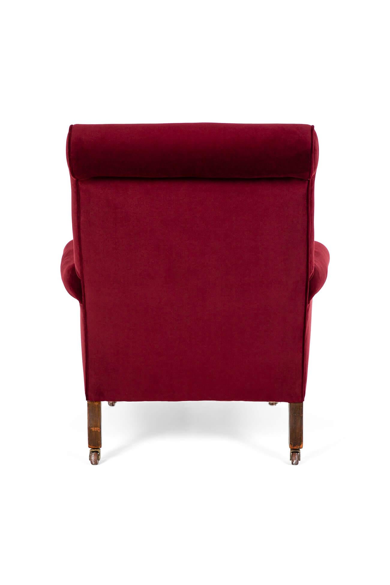 High Victorian Victorian Burgundy Velvet Armchair For Sale