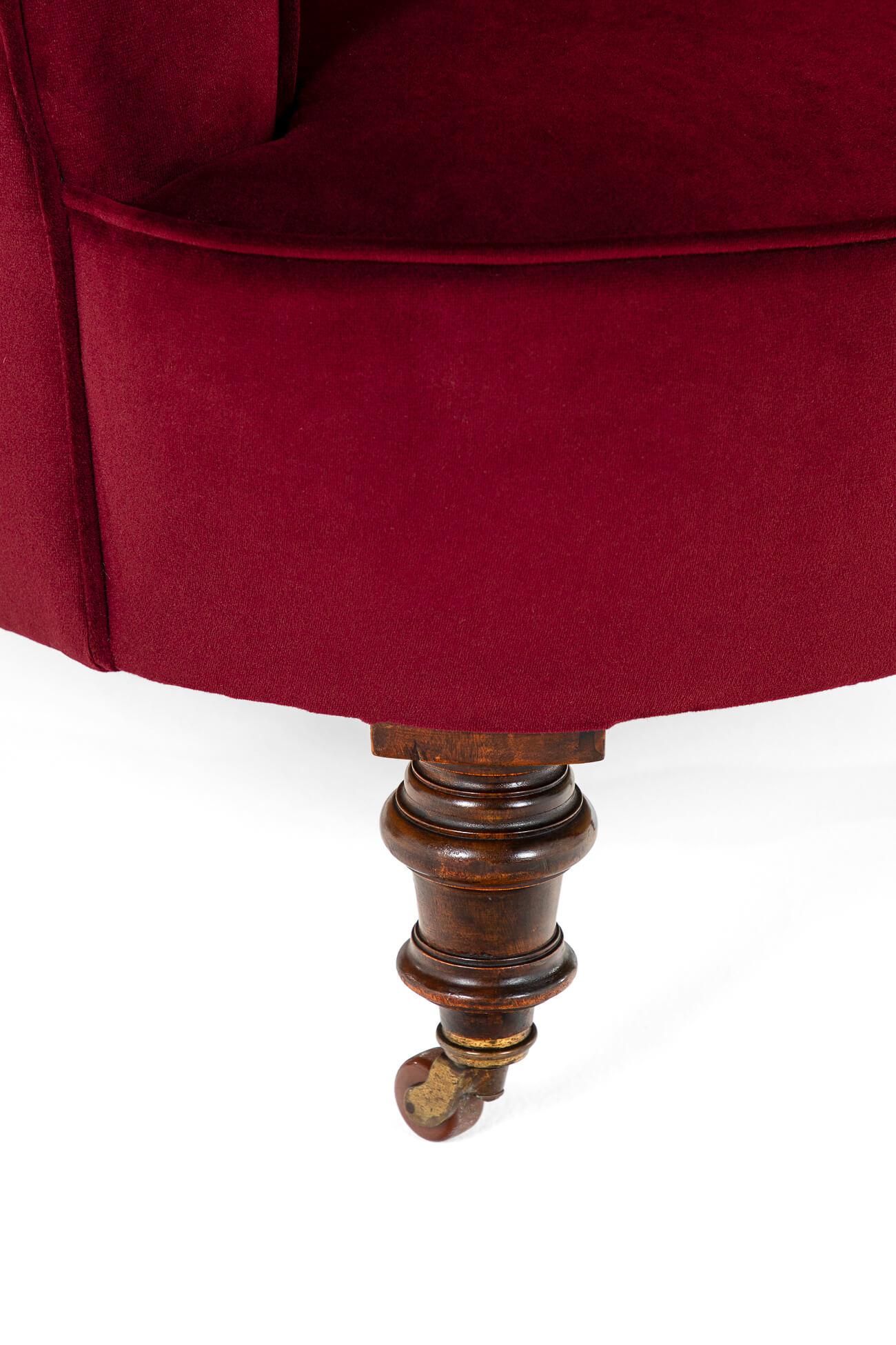 Victorian Burgundy Velvet Armchair In Excellent Condition For Sale In Faversham, GB