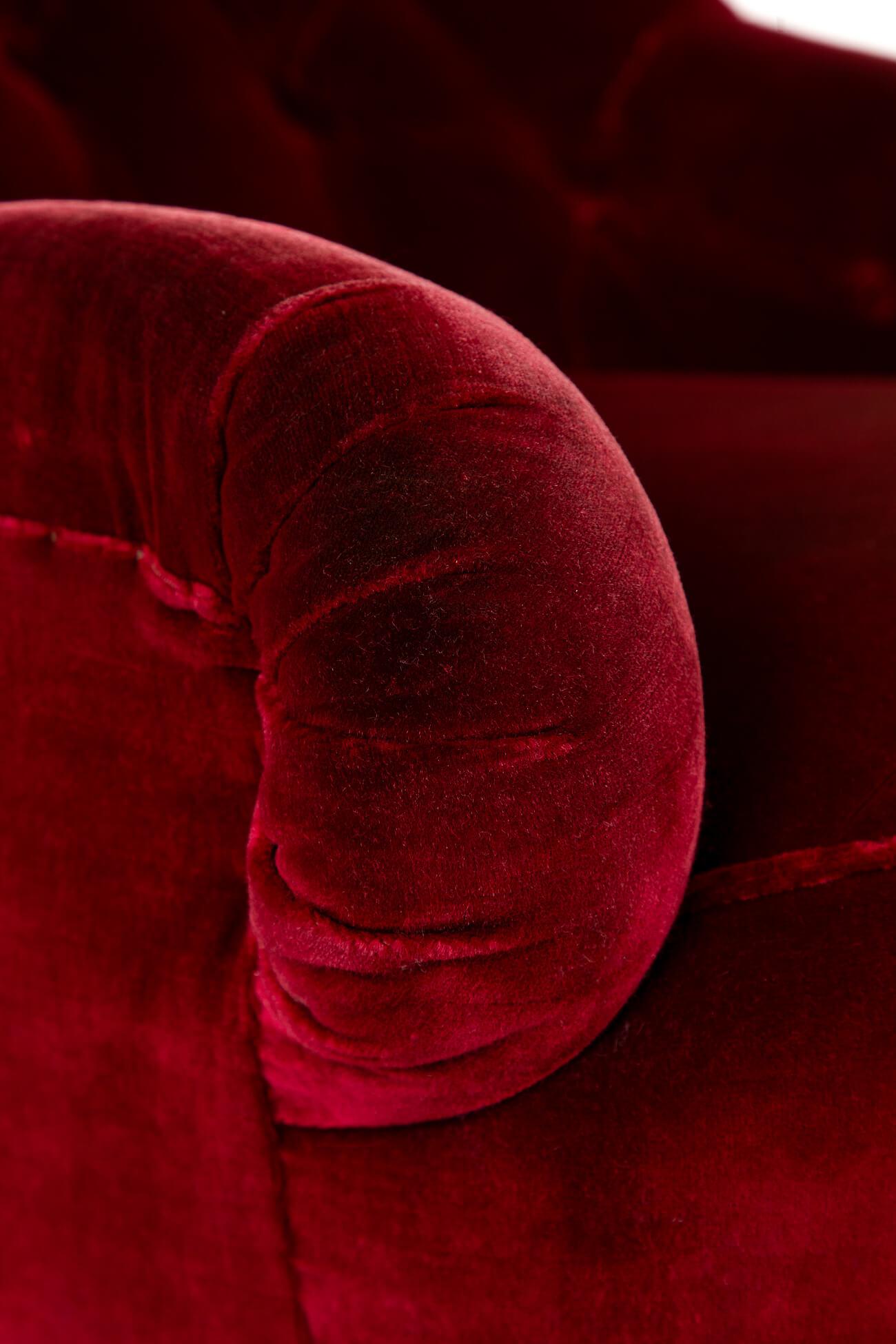 19th Century Victorian Burgundy Velvet Armchair For Sale