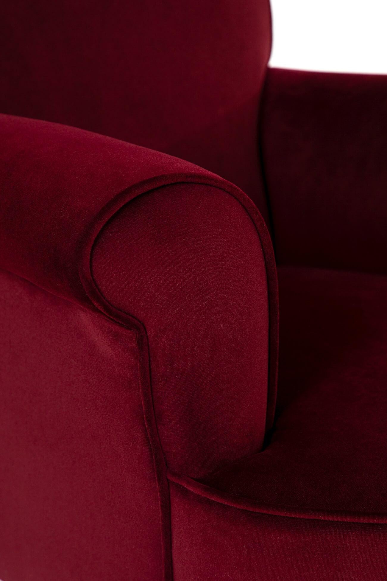 19th Century Victorian Burgundy Velvet Armchair For Sale