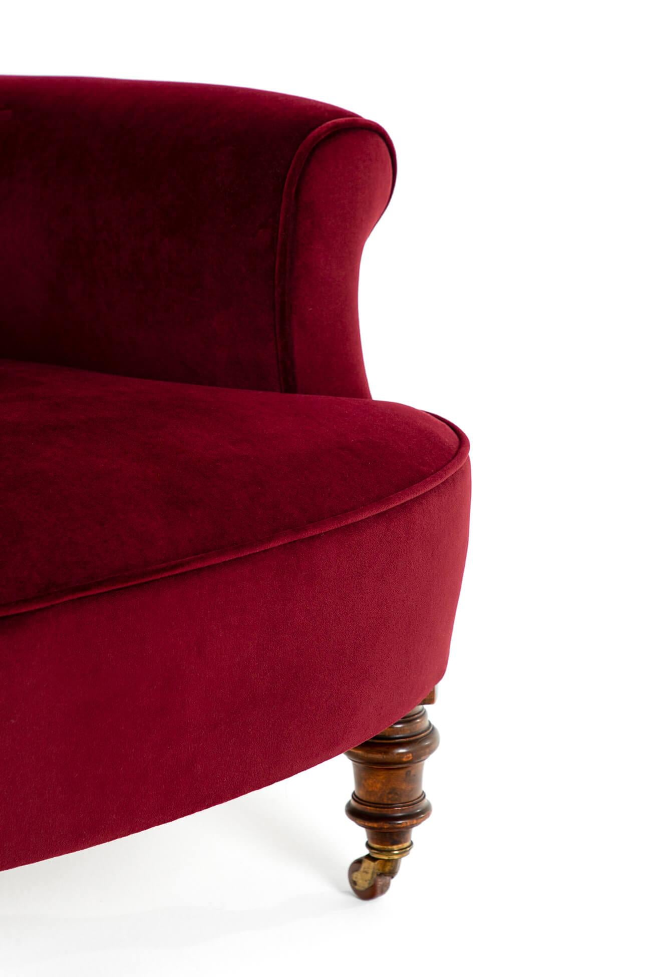 Victorian Burgundy Velvet Armchair For Sale 2