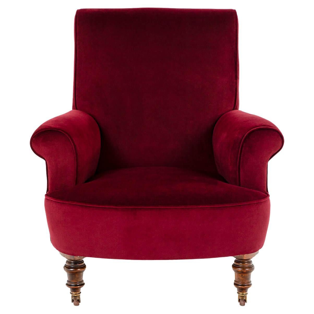 Victorian Burgundy Velvet Armchair