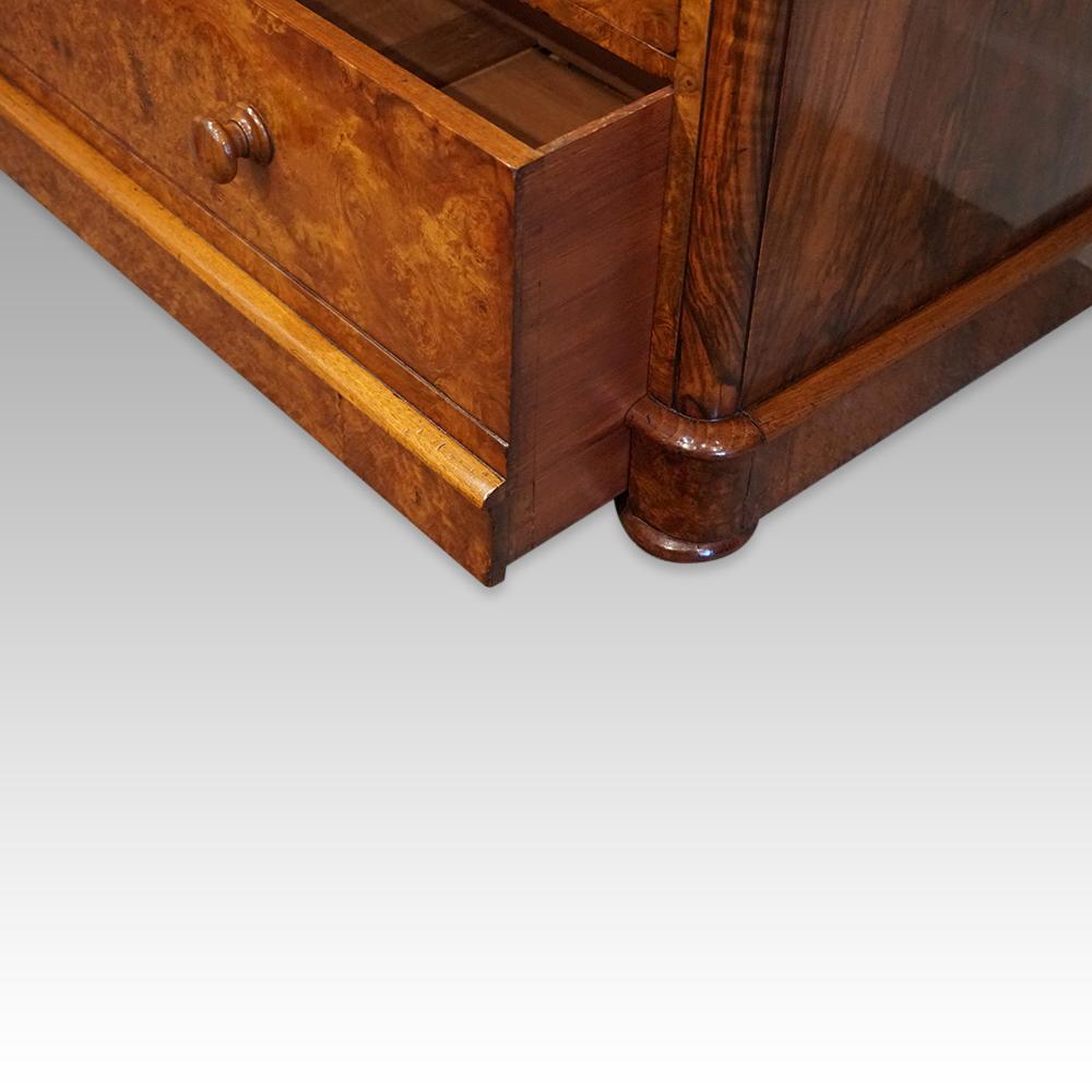 English Victorian burl walnut chest of drawers