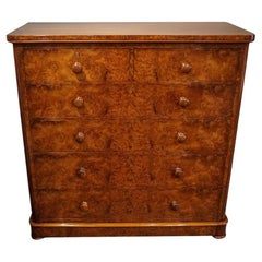 Victorian burl walnut chest of drawers