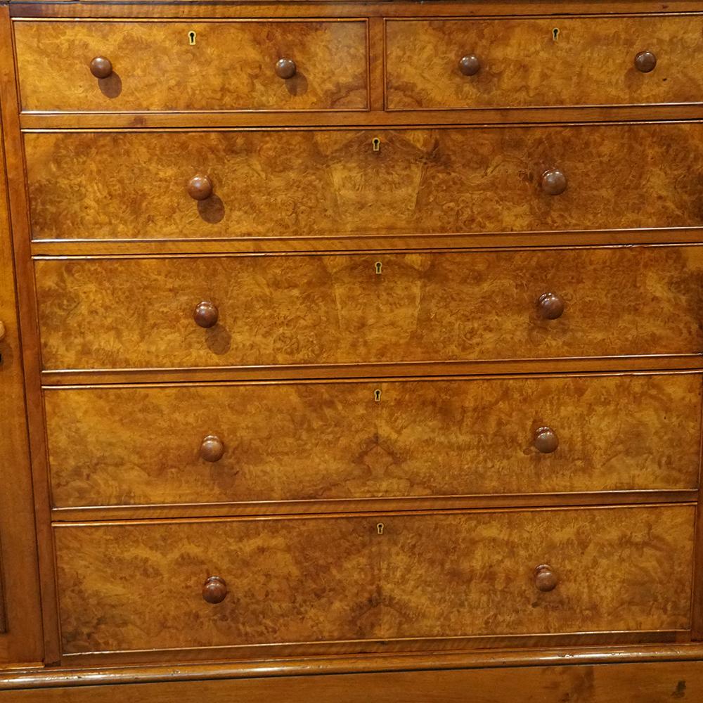 Victorian burl walnut housekeeper’s cupboard  In Good Condition In Salisbury, GB