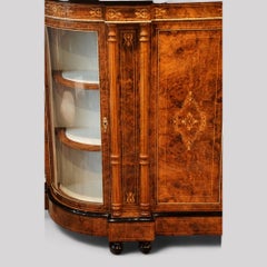 Victorian burl walnut inlaid credenza