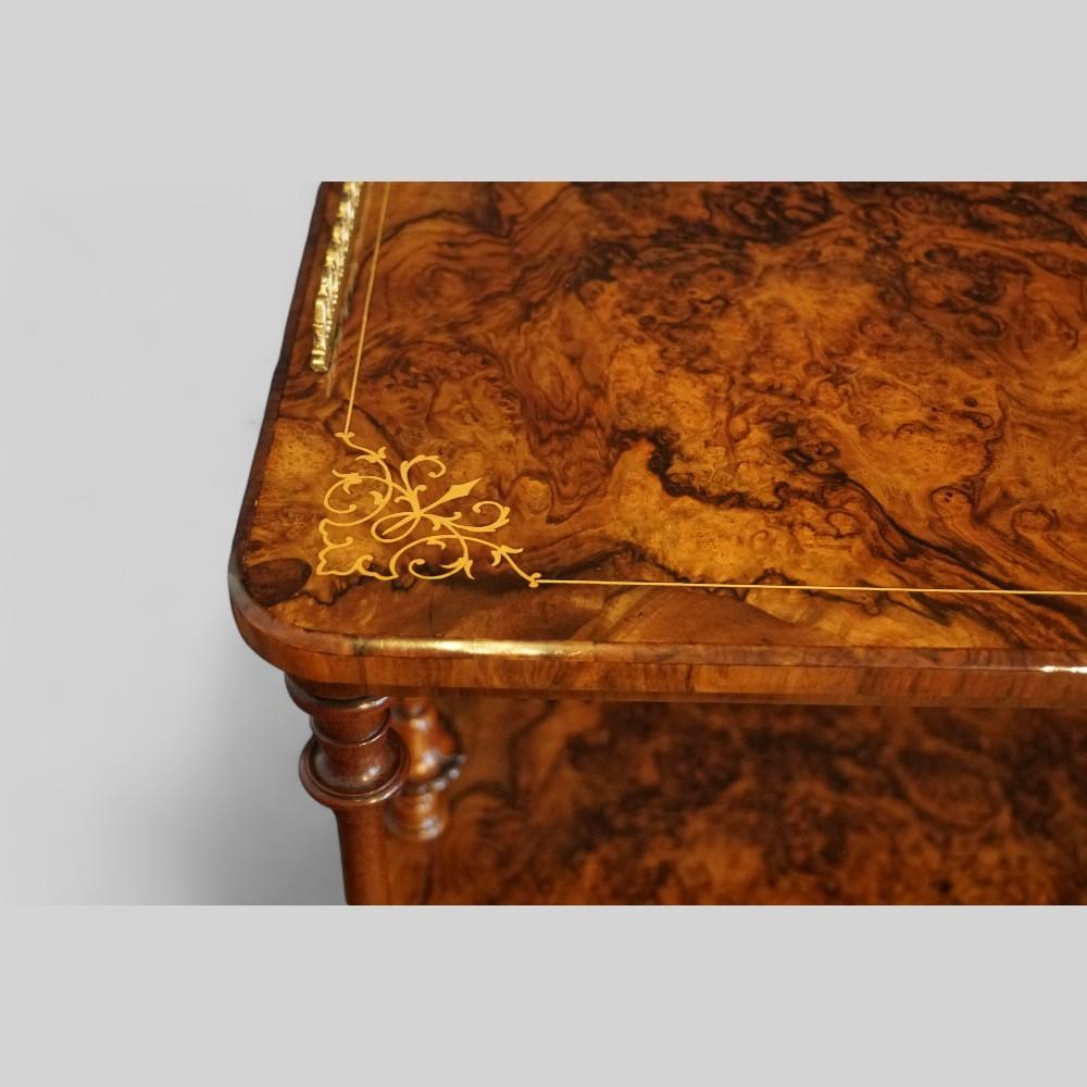 Victorian burl walnut inlaid music cabinet 4