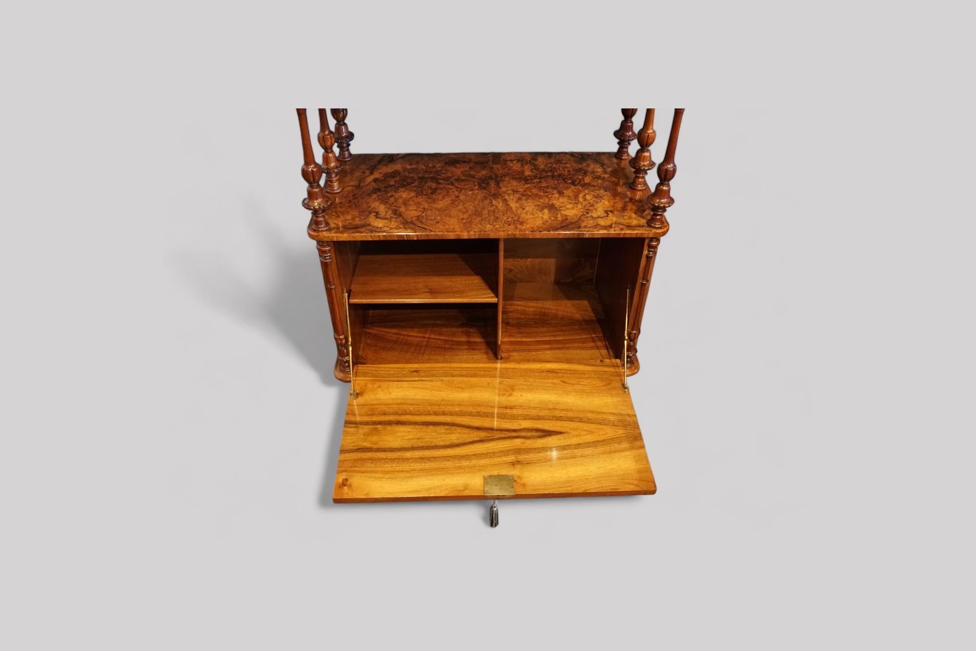 Victorian burl walnut inlaid music cabinet 6