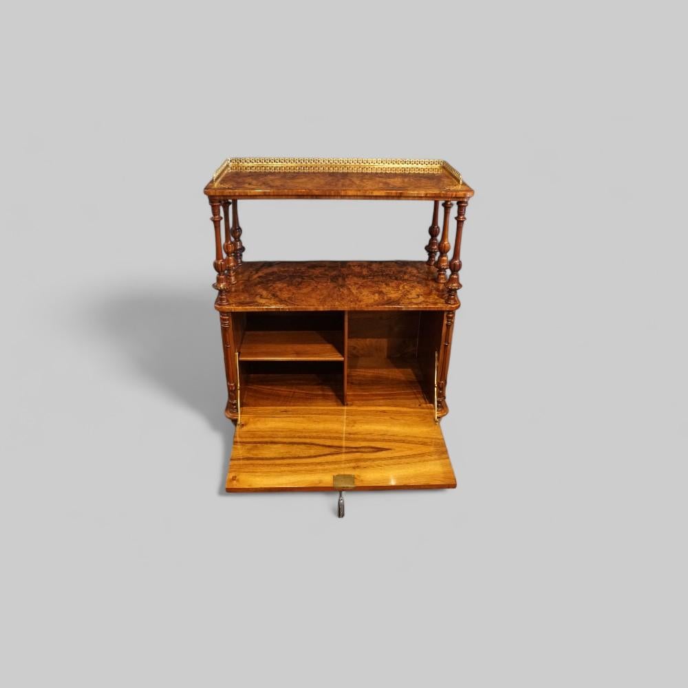 Victorian burl walnut inlaid music cabinet 3