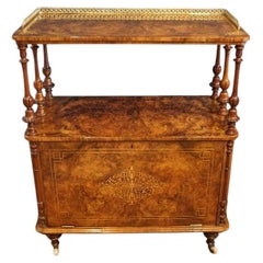 Victorian burl walnut inlaid music cabinet