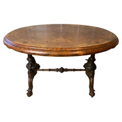 Mesa ovalada victoriana de nogal burl