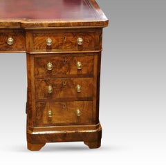 Victorian burl walnut pedestal desk