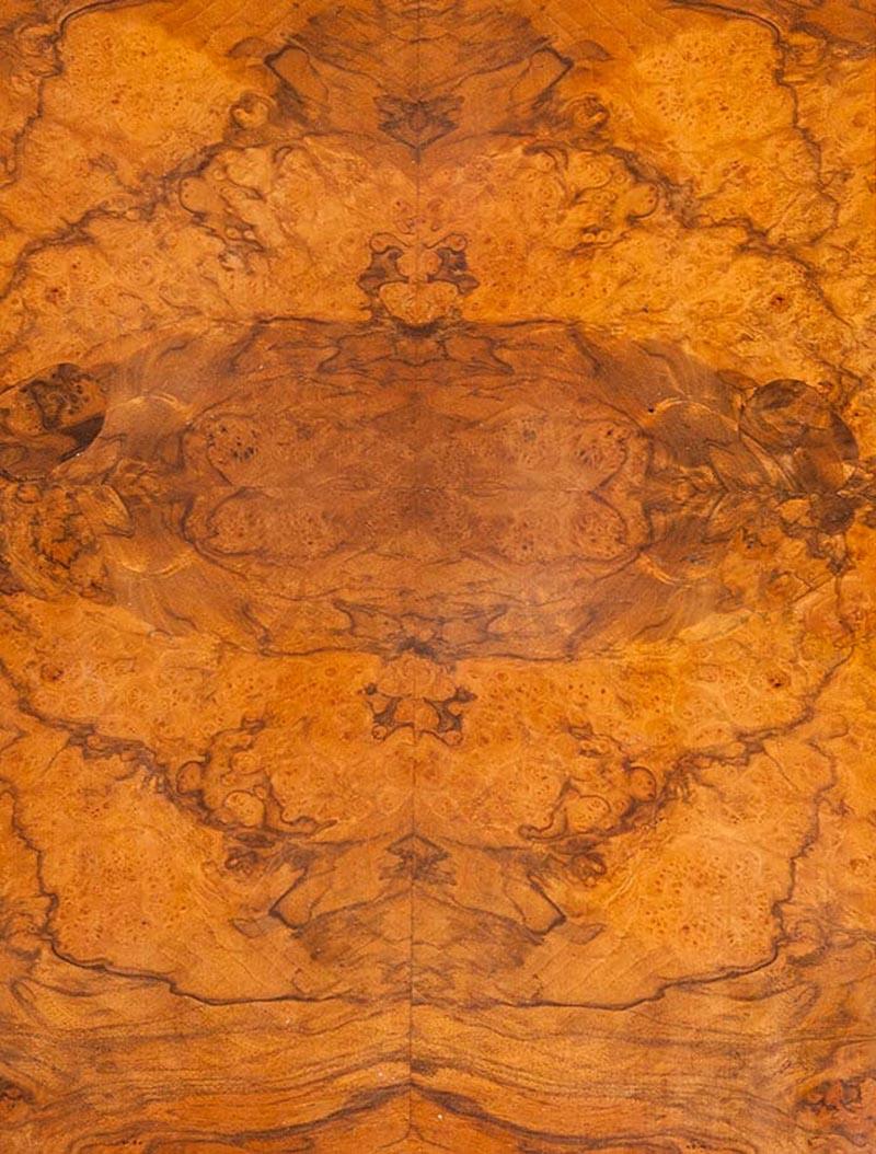 Victorian Burl Wood Veneered Till-Top Table with Mahogany Carved Foot 2